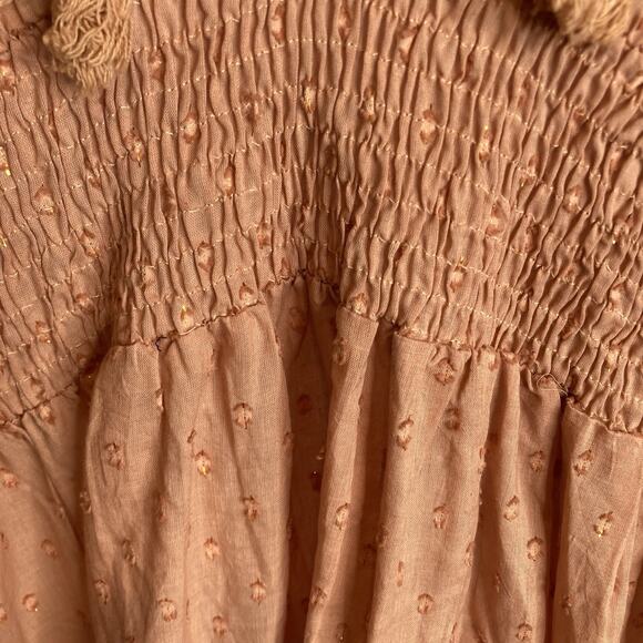 Z&L Women's Peach Tassel Boho Mini Dress Size XL Hippie Festival Indie Smocking - Picture 11 of 11